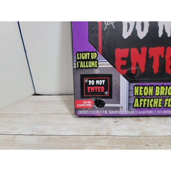NIB Fun World Halloween Neon Bright Sign Do Not Enter Light Up Sign New - Picture 3 of 9